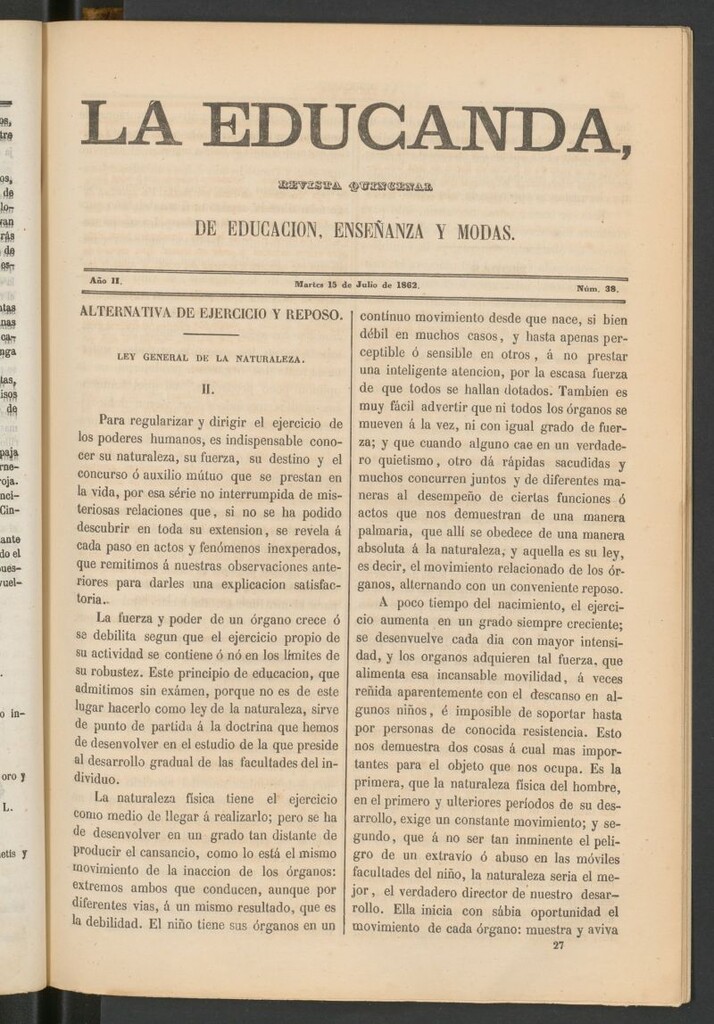 Miniatura de La Educanda: revista de educación del 15 de julio de 1862
