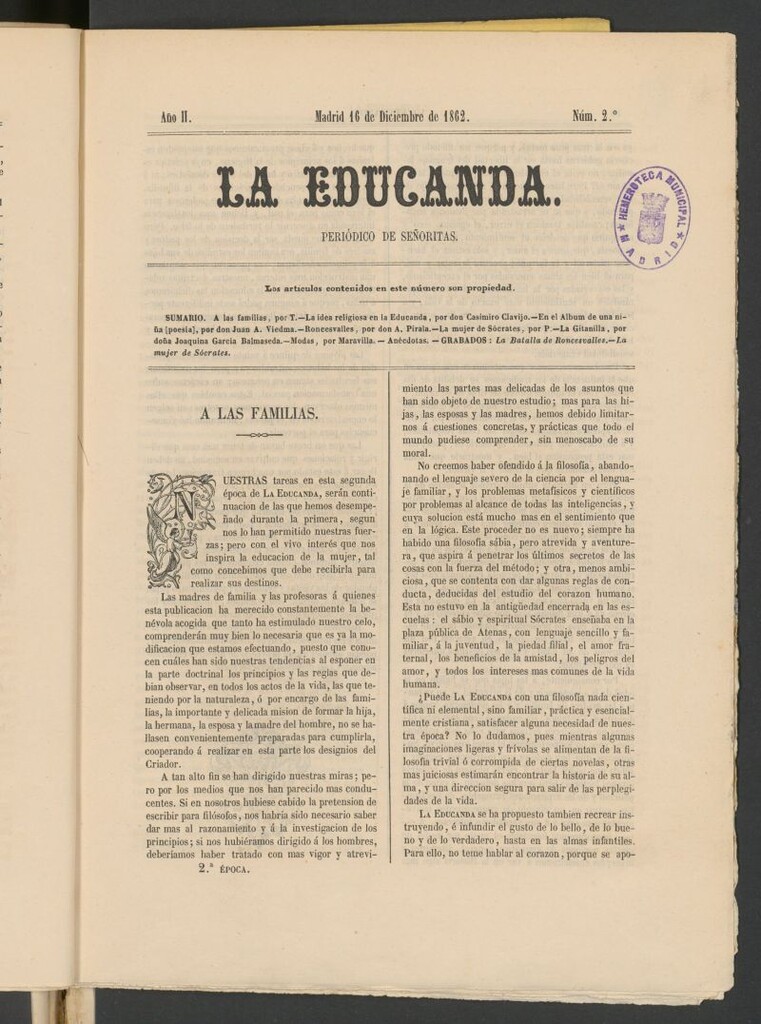 Miniatura de La Educanda: revista de educación del 16 de diciembre de 1862