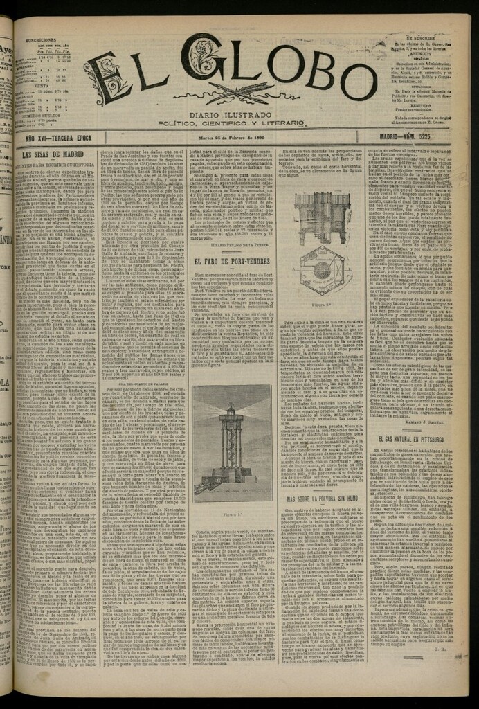Miniatura de El Globo : diario ilustrado del 25 de febrero de 1890, nº 5225