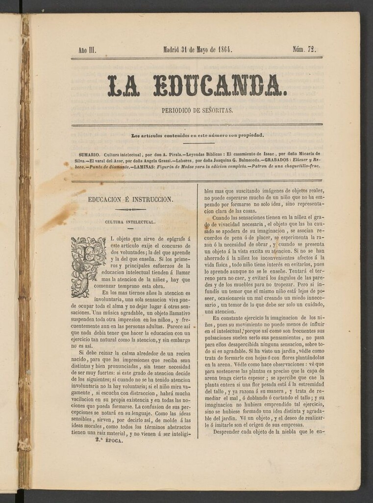Miniatura de La Educanda: revista de educación del 31 de mayo de 1864
