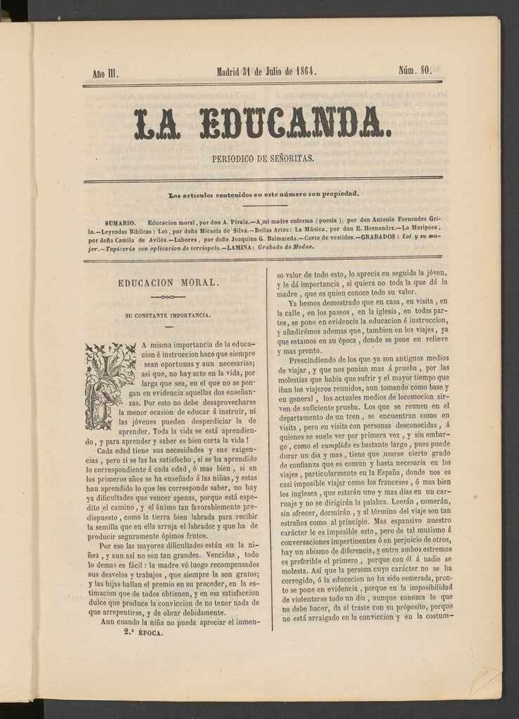 Miniatura de La Educanda: revista de educación del 31 de julio de 1864