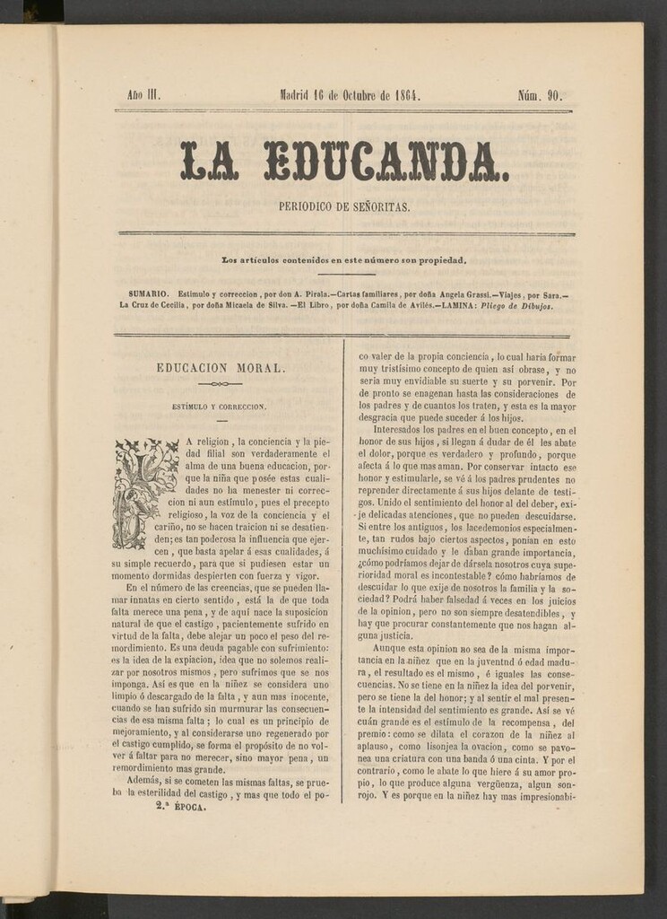 Miniatura de La Educanda: revista de educación del 16 de octubre de 1864