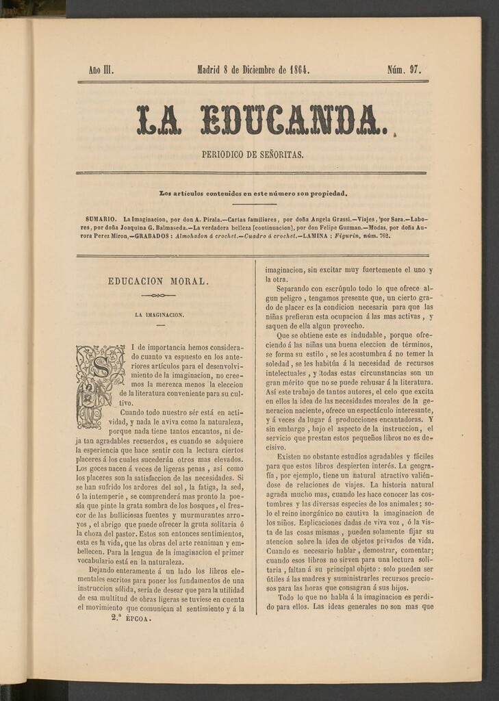 Miniatura de La Educanda: revista de educación del 8 de diciembre de 1864