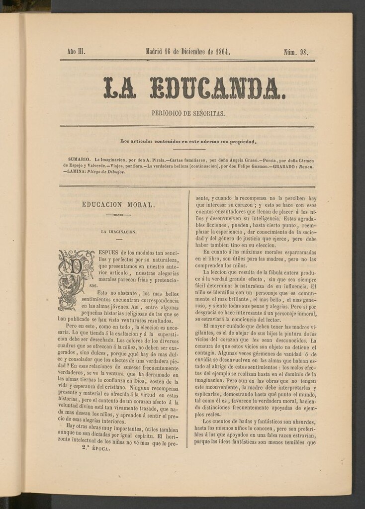 Miniatura de La Educanda: revista de educación del 16 de diciembre de 1864