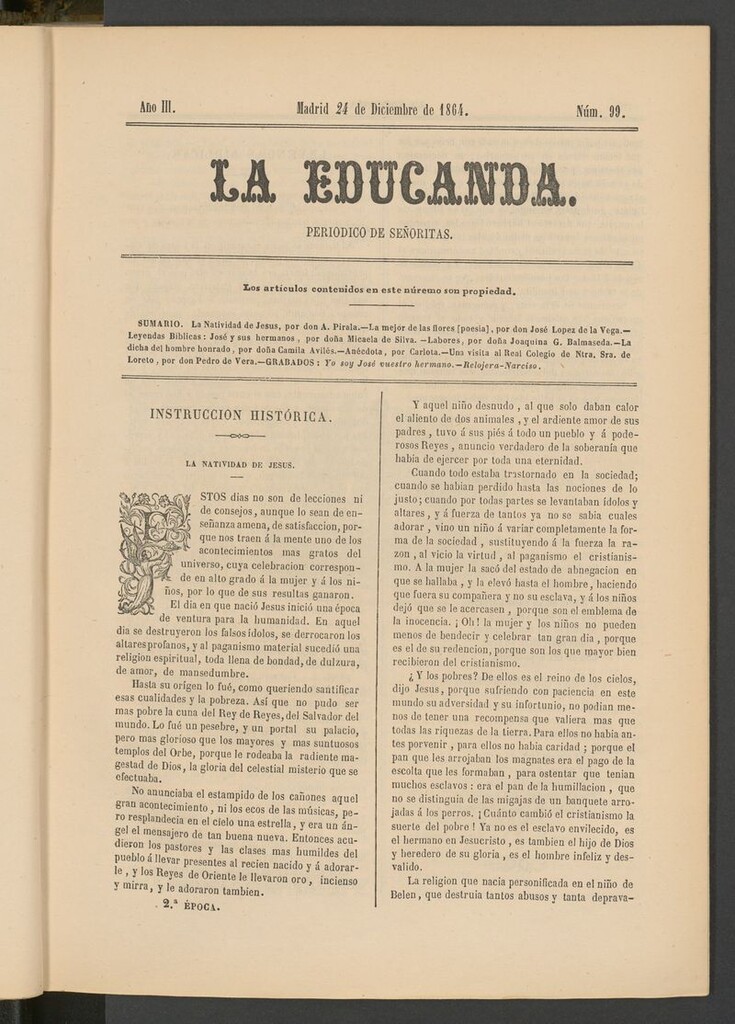 Miniatura de La Educanda: revista de educación del 24 de diciembre de 1864