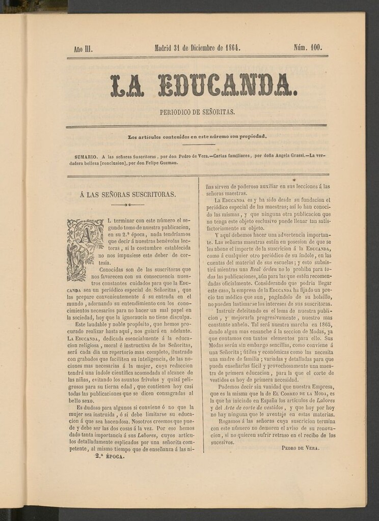 Miniatura de La Educanda: revista de educación del 31 de diciembre de 1864