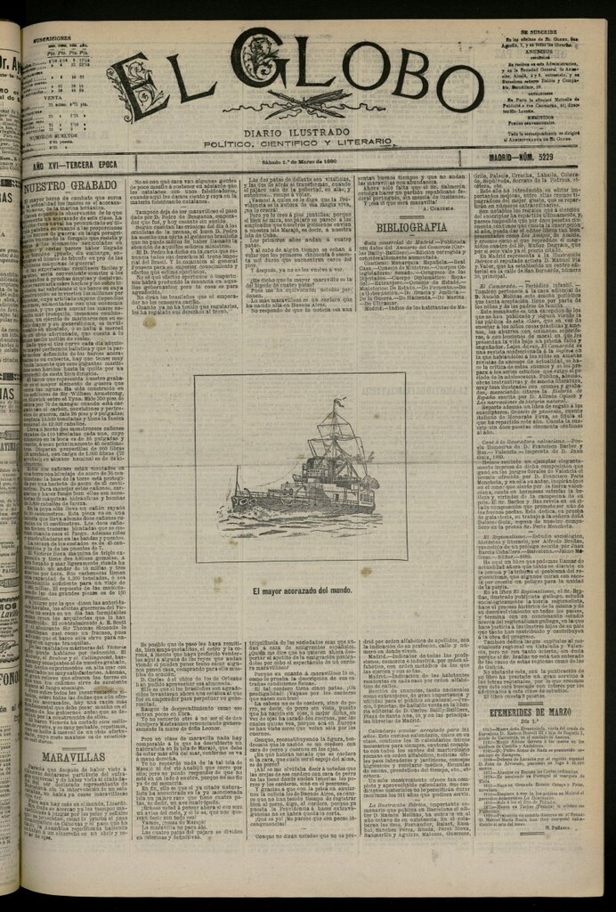 Miniatura de El Globo : diario ilustrado del 1 de marzo de 1890, nº 5229