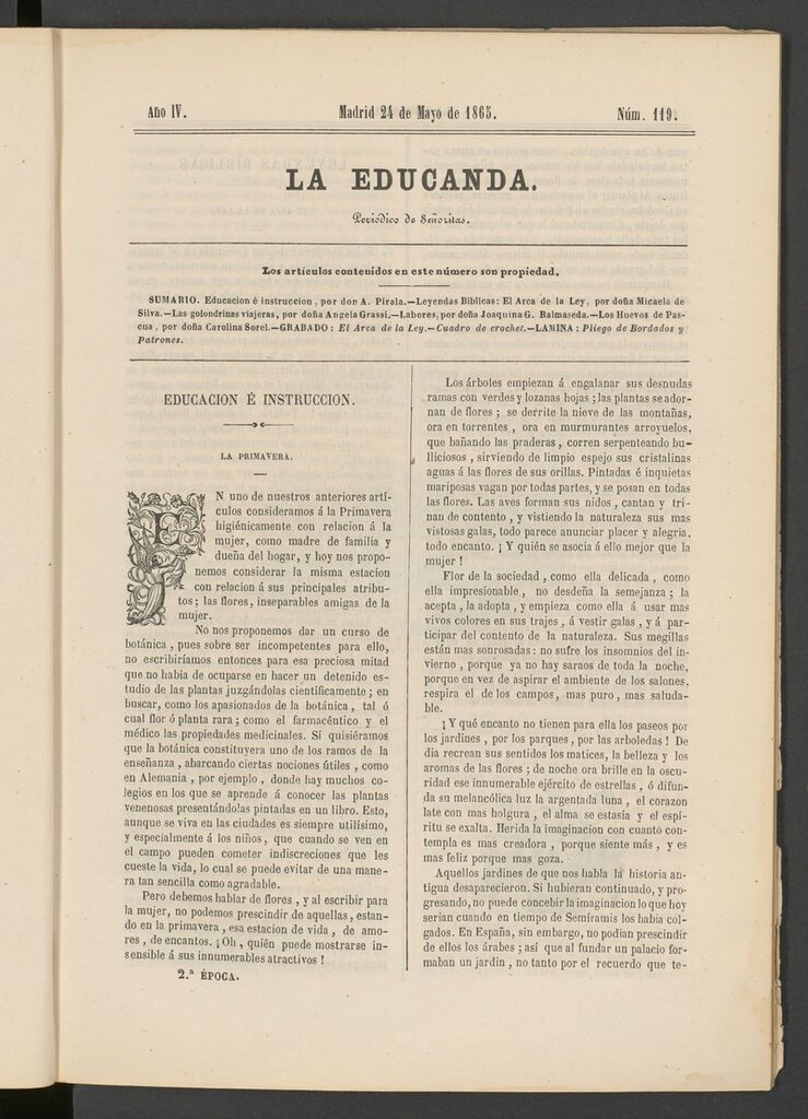 Miniatura de La Educanda: revista de educación del 24 de mayo ade 1865
