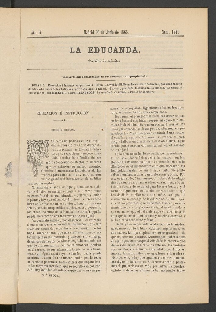 Miniatura de La Educanda: revista de educación del 30 de junio de 1865