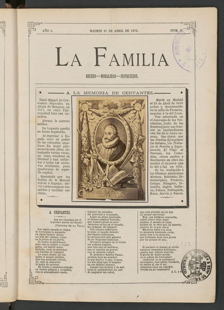 Miniatura de La Familia: revista ilustrada con fotografías del 21 de abril de 1875