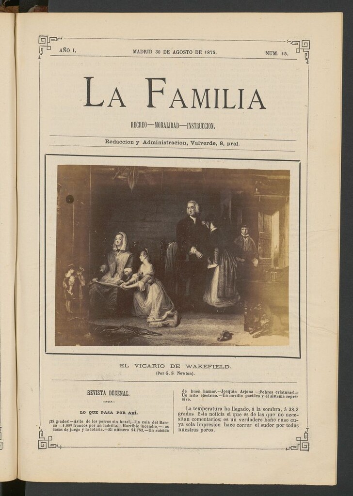 Miniatura de La Familia: revista ilustrada con fotografías del 30 de agosto de 1875