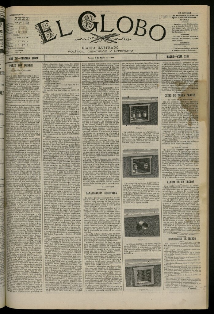 Miniatura de El Globo : diario ilustrado del 6 de marzo de 1890, nº 5234