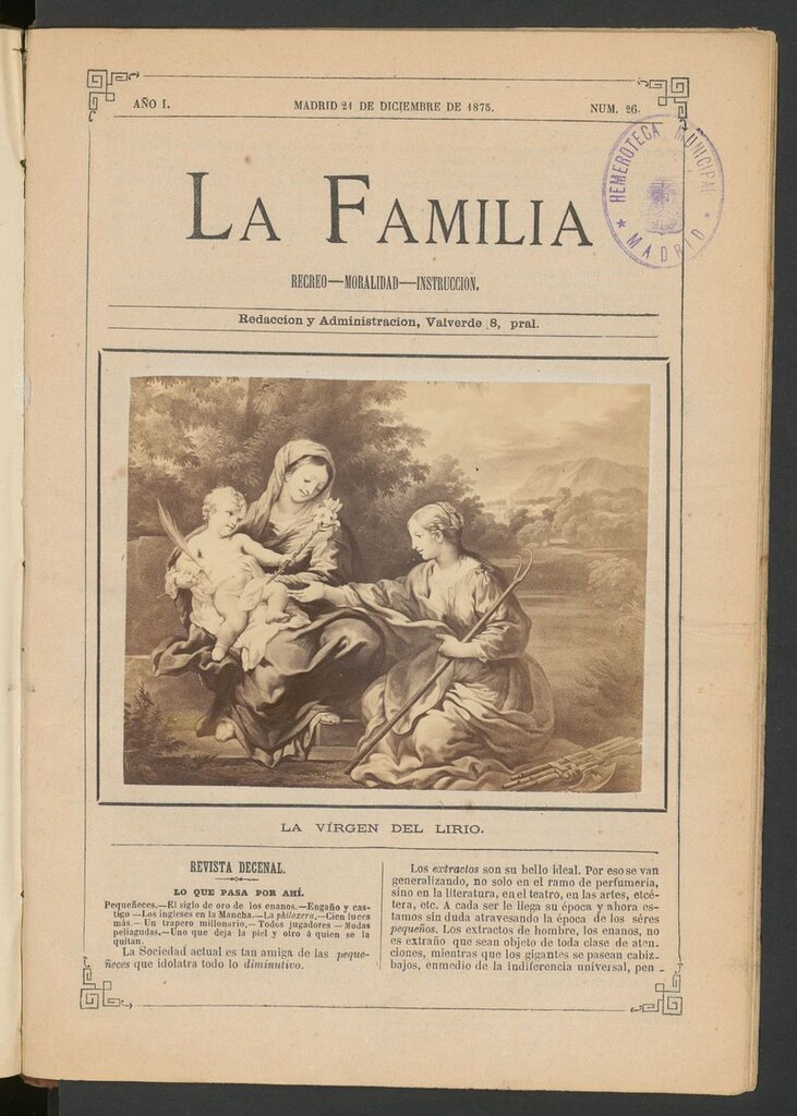 Miniatura de La Familia: revista ilustrada con fotografías del 21 de diciembre de 1875