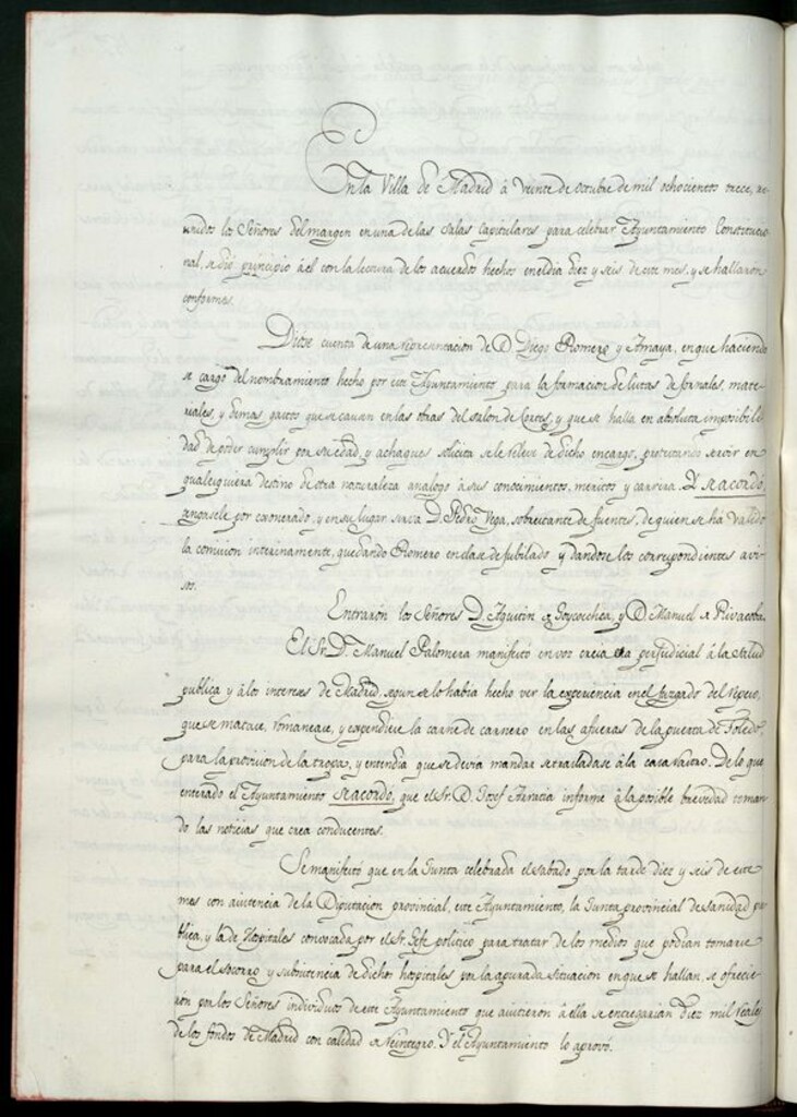 Miniatura de Libro de Acuerdos del Ayuntamiento de Madrid del 20 octubre de 1813