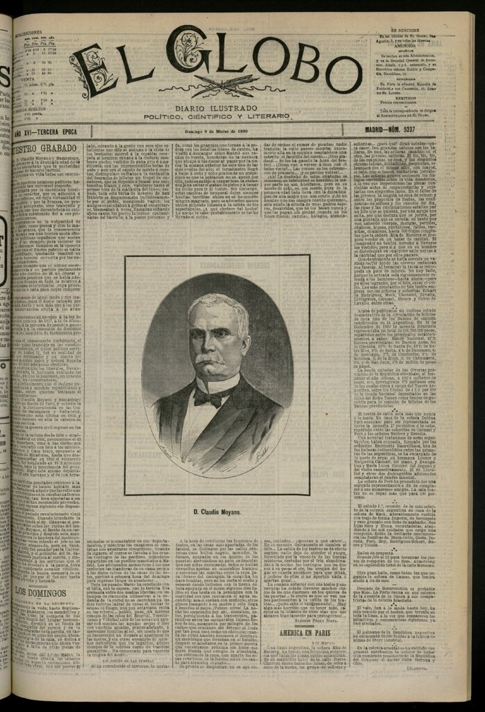 Miniatura de El Globo : diario ilustrado del 9 de marzo de 1890, nº 5237