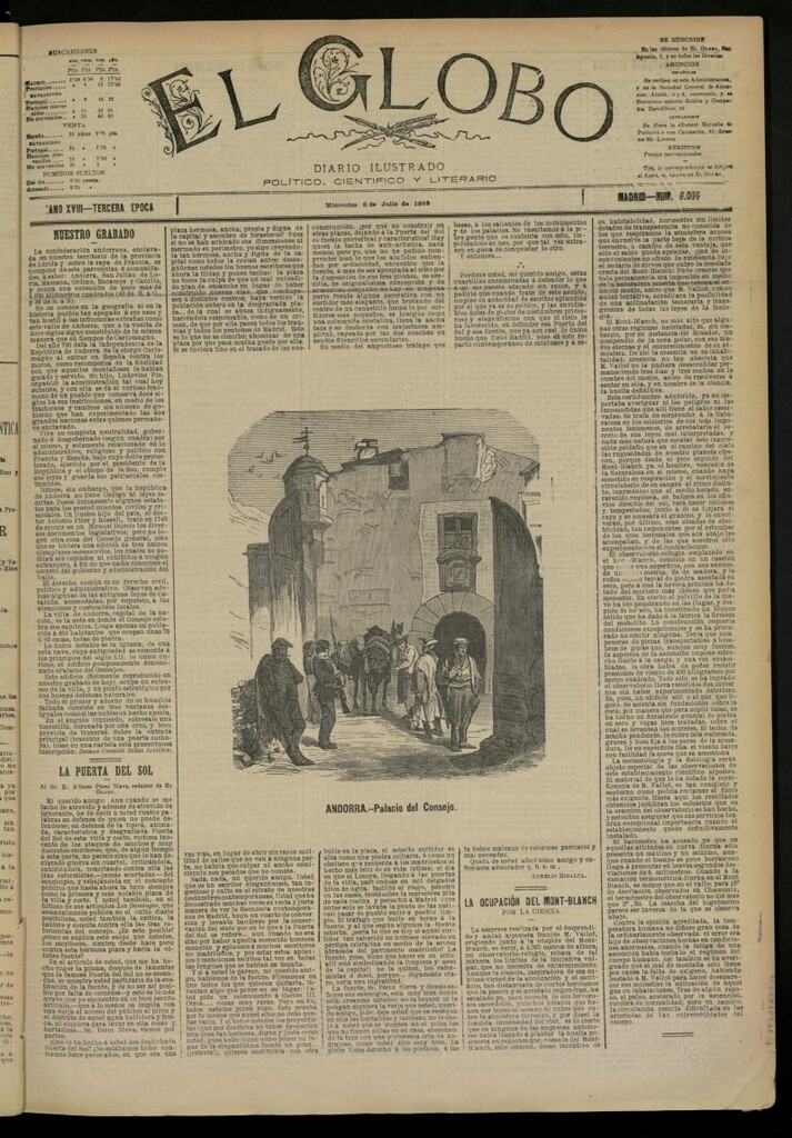 Miniatura de El Globo : diario ilustrado del 6 de julio de 1892, nº 6086