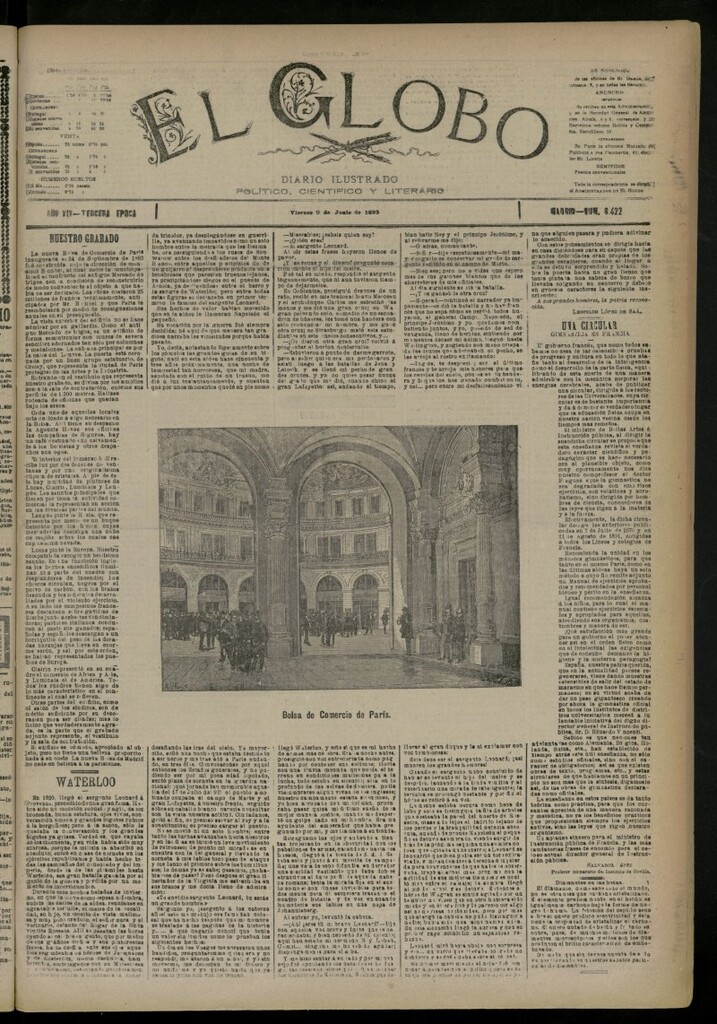Miniatura de El Globo : diario ilustrado del 9 de junio de 1893, nº 6422