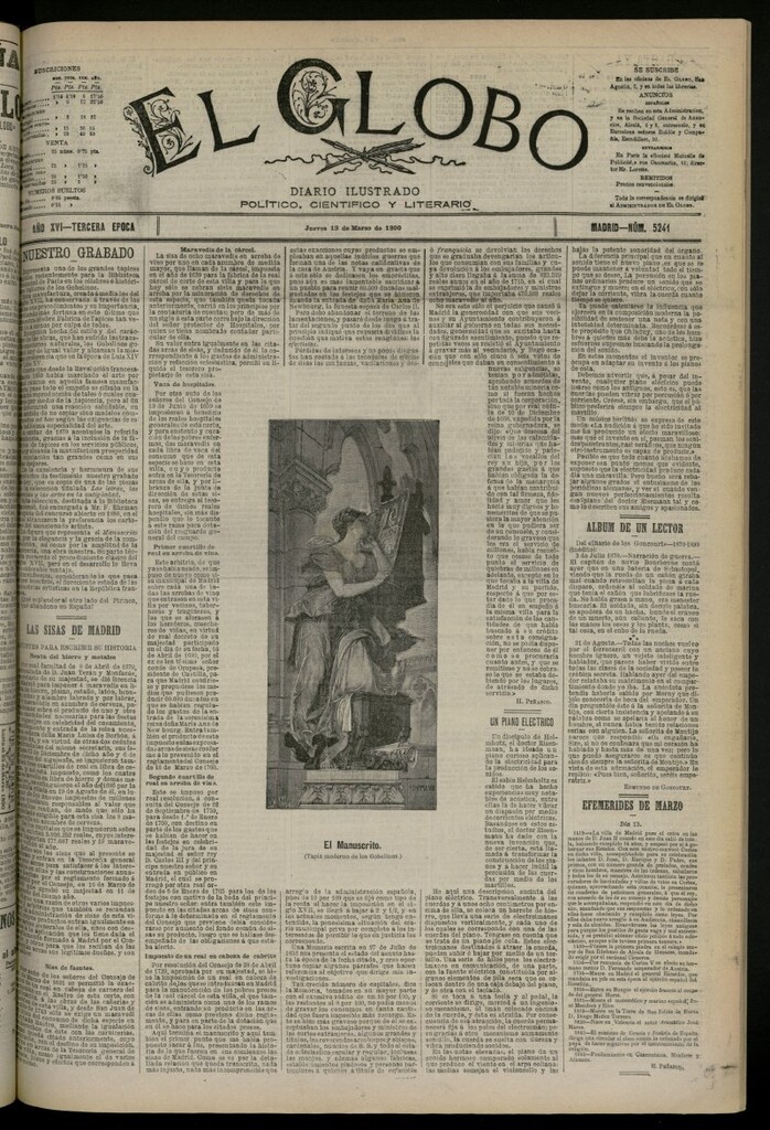 Miniatura de El Globo : diario ilustrado del 13 de marzo de 1890, nº 5241