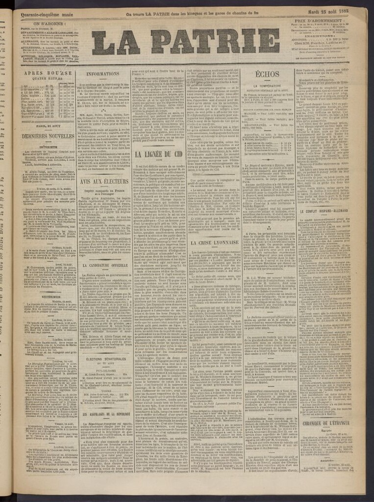 Miniatura de La Patrie del 25 de agosto de 1885