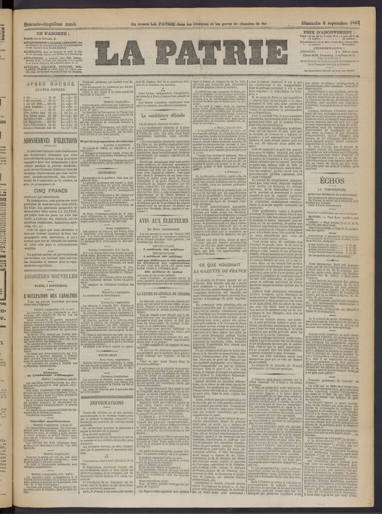 Miniatura de La Patrie del 6 de septiembre de 1885