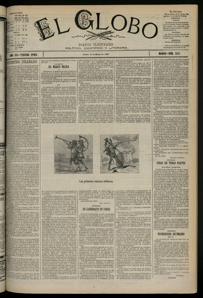Miniatura de El Globo : diario ilustrado del 15 de marzo de 1890, nº 5243