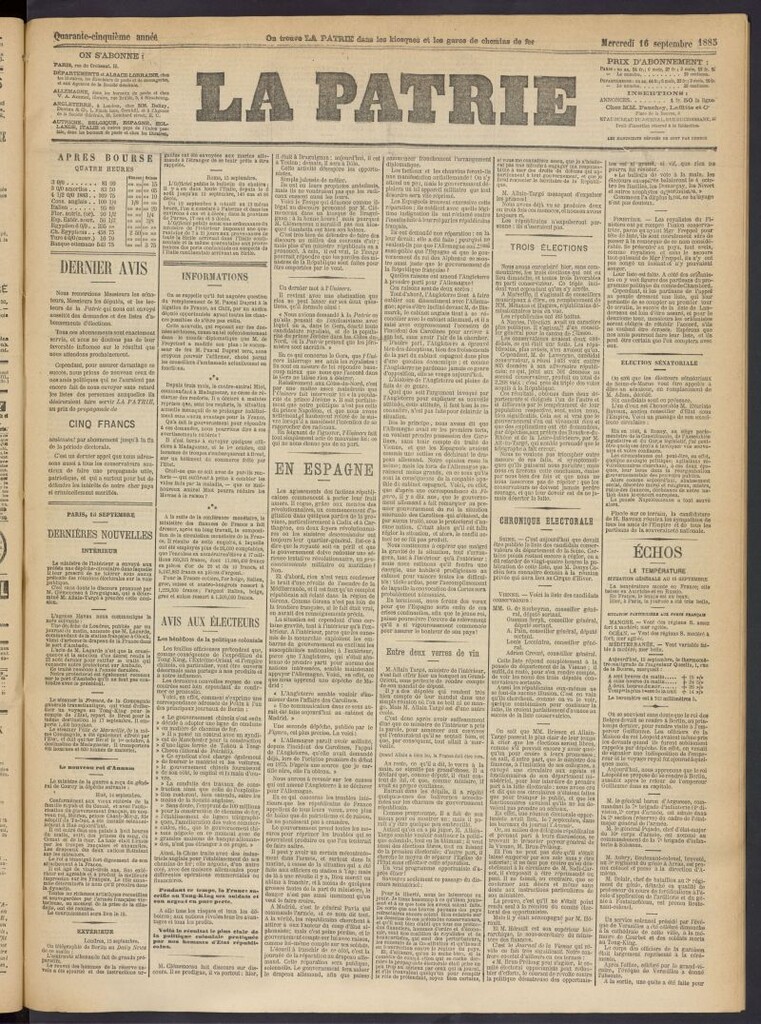 Miniatura de La Patrie del 16 de septiembre de 1885