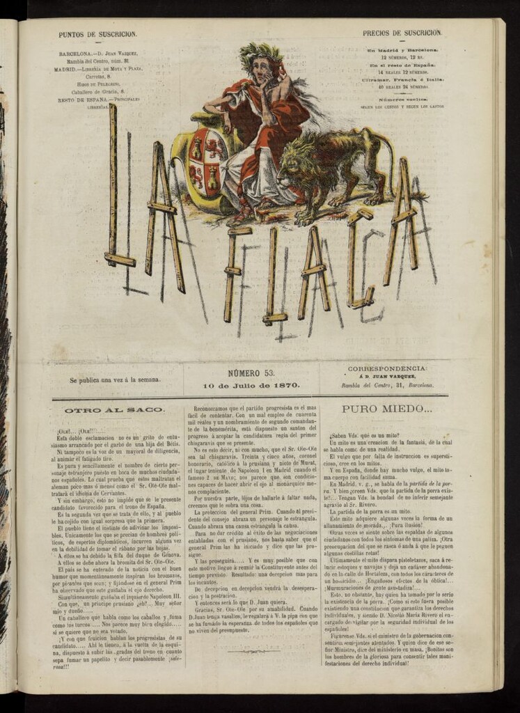 Miniatura de La Flaca del 10 de julio de 1870, nº 53