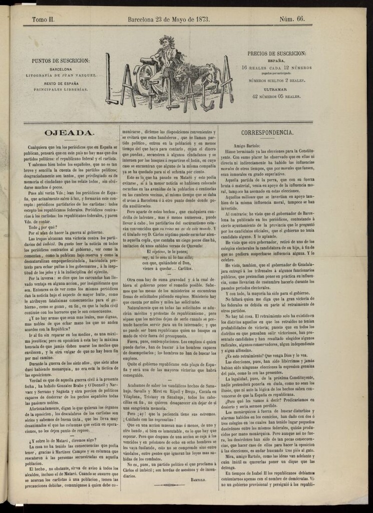 Miniatura de La Flaca del 23 de mayo de 1873, nº 66