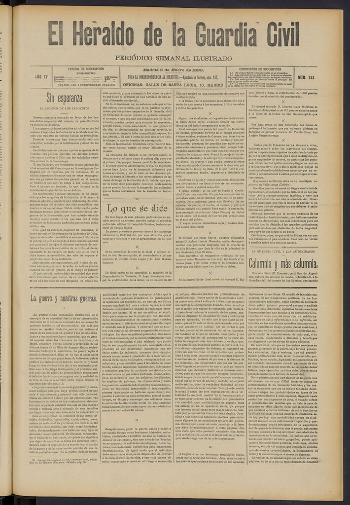 Miniatura de Heraldo de la Guardia Civil del 8 de enero de 1896
