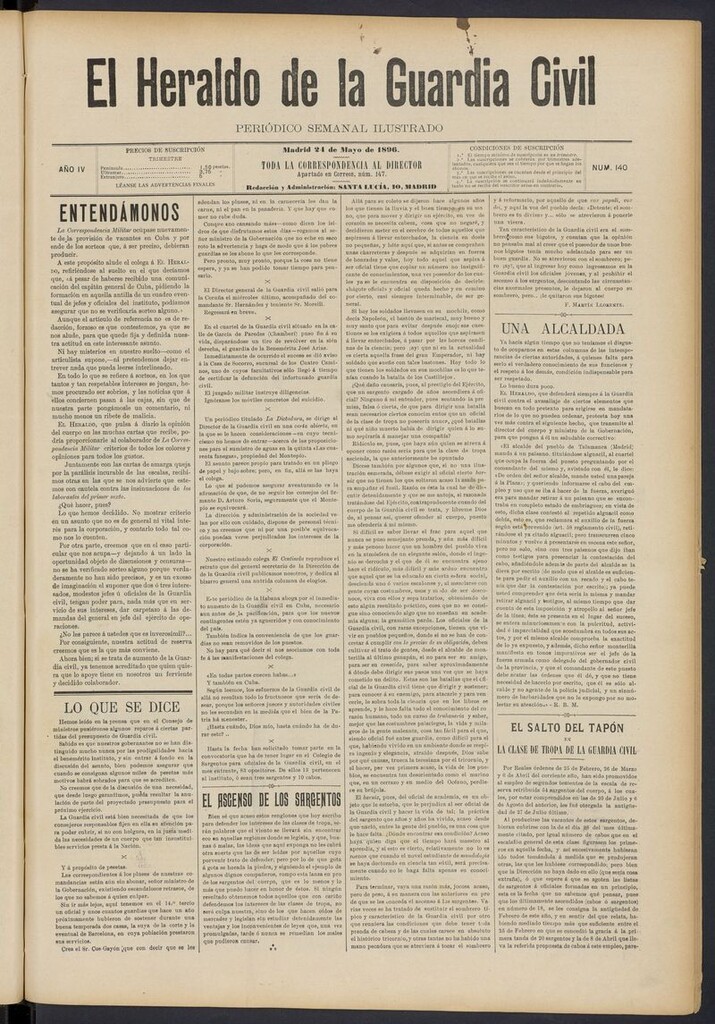 Miniatura de Heraldo de la Guardia Civil del 24 de mayo de 1896