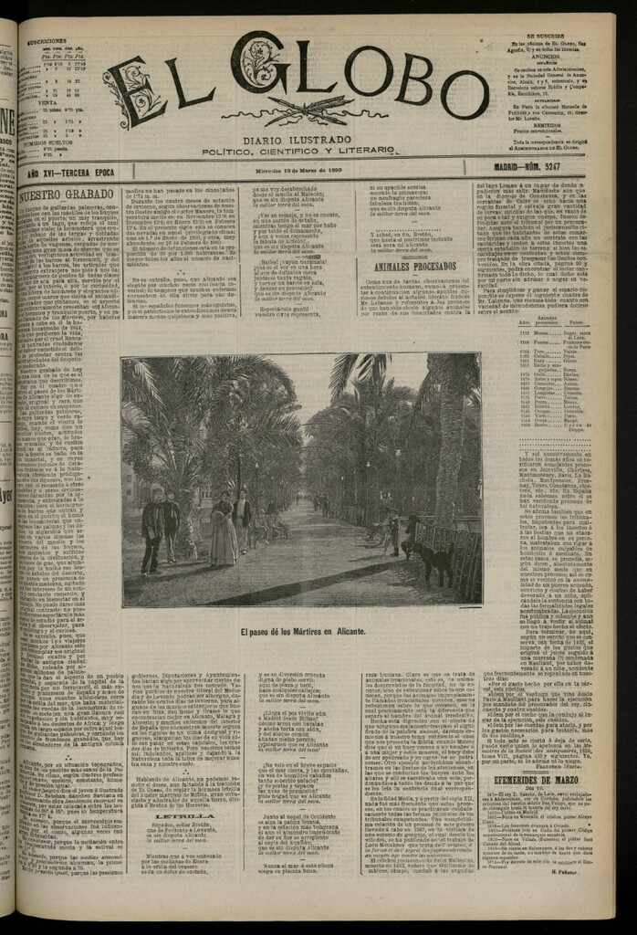 Miniatura de El Globo : diario ilustrado del 19 de marzo de 1890, nº 5247