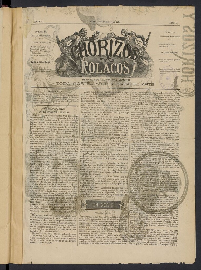Miniatura de Chorizos y Polacos: revista festiva-teatral del 16 de diciembre de 1882