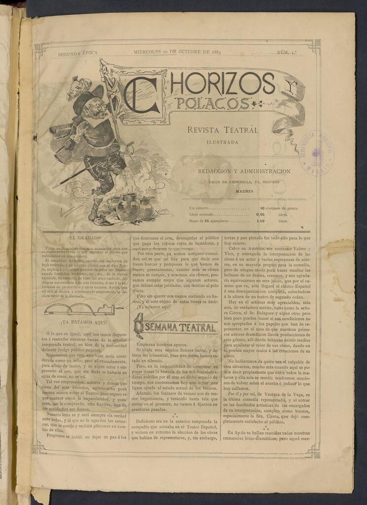 Miniatura de Chorizos y Polacos: revista festiva-teatral del 10 de octubre de 1883