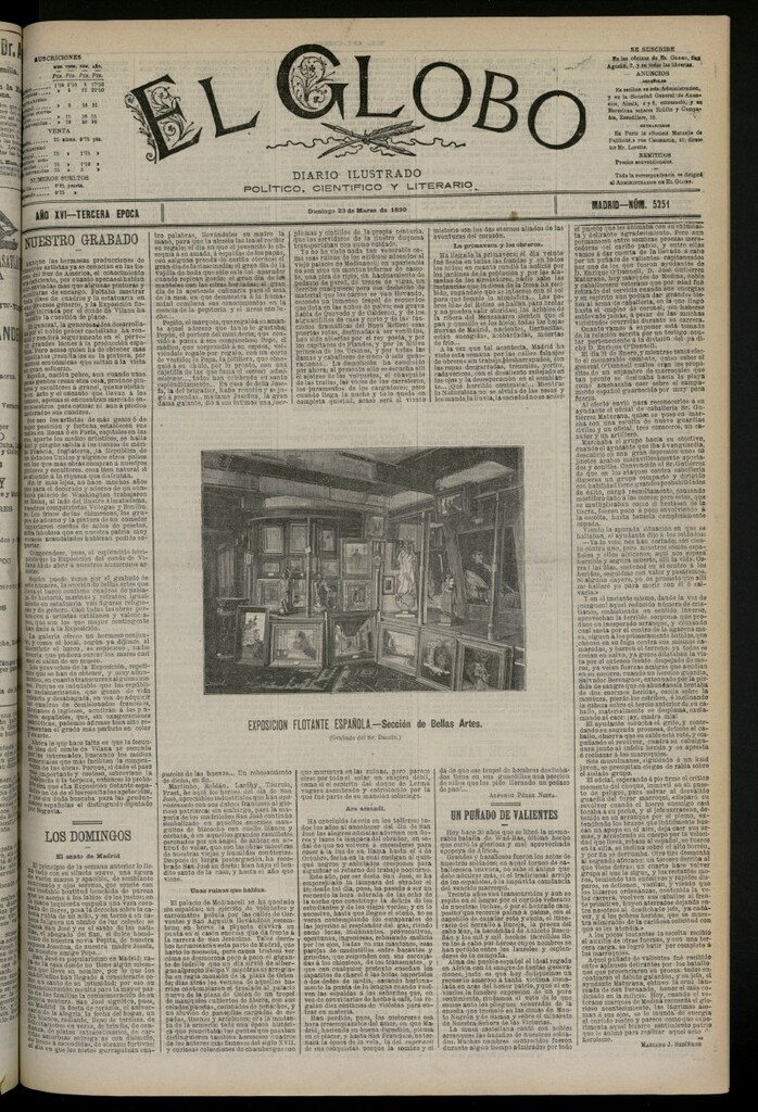 Miniatura de El Globo : diario ilustrado del 23 de marzo de 1890, nº 5251