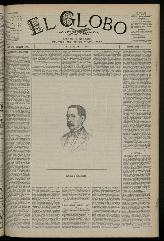 Miniatura de El Globo : diario ilustrado del 26 de marzo de 1890, nº 5254