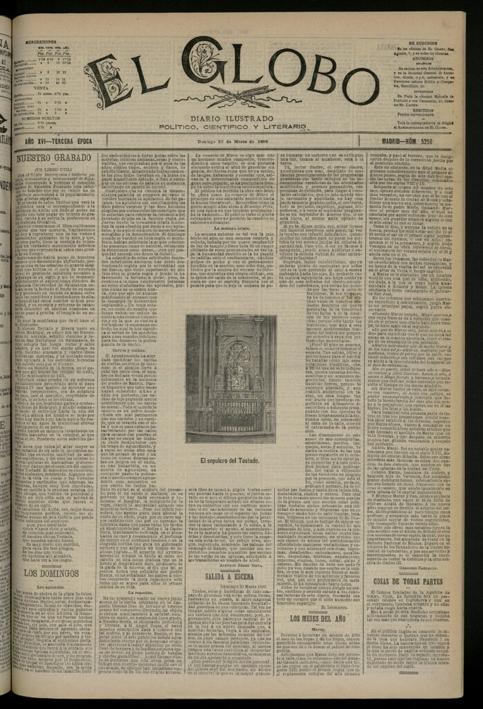 Miniatura de El Globo : diario ilustrado del 30 de marzo de 1890, nº 5258