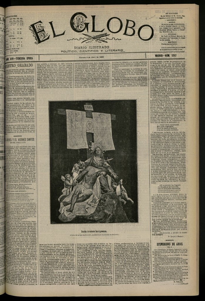 Miniatura de El Globo : diario ilustrado del 4 de abril de 1890, nº 5263