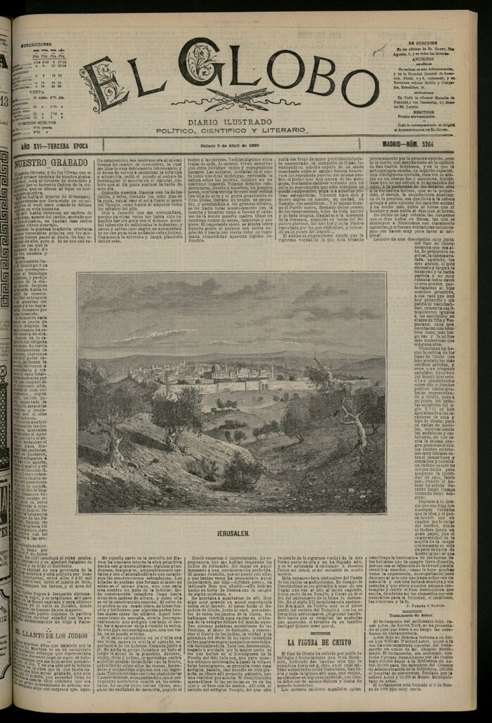 Miniatura de El Globo : diario ilustrado del 5 de abril de 1890, nº 5264