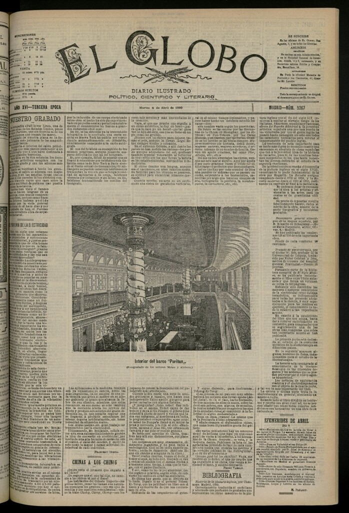 Miniatura de El Globo : diario ilustrado del 8 de abril de 1890, nº 5267
