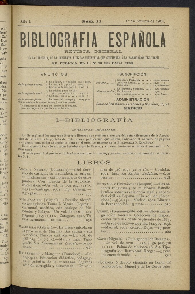 Miniatura de Bibliografía Española del 1 de octubre de 1901