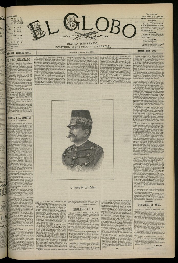 Miniatura de El Globo : diario ilustrado del 16 de abril de 1890, nº 5275