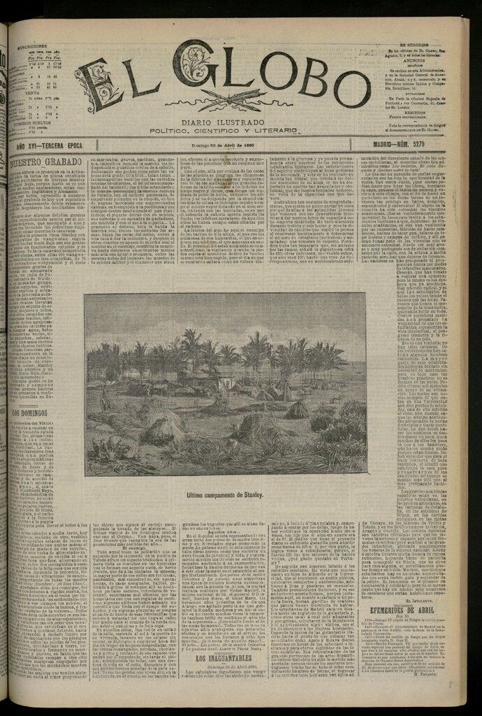 Miniatura de El Globo : diario ilustrado del 20 de abril de 1890, nº 5279