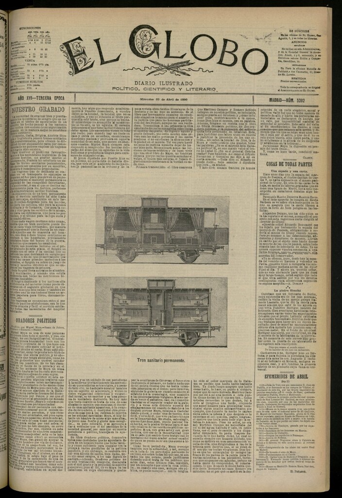 Miniatura de El Globo : diario ilustrado del 23 de abril de 1890, nº 5282