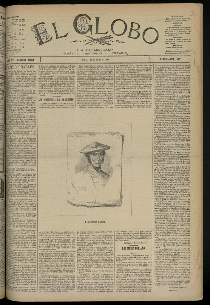 Miniatura de El Globo : diario ilustrado del 26 de abril de 1890, nº 5285