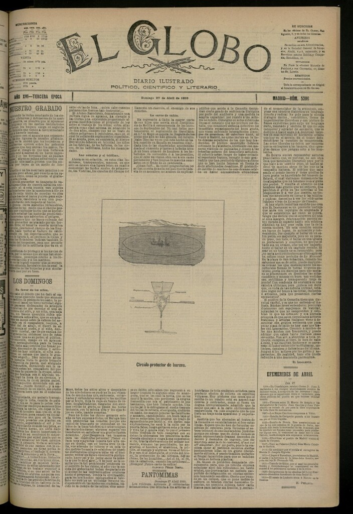 Miniatura de El Globo : diario ilustrado del 27 de abril de 1890, nº 5286