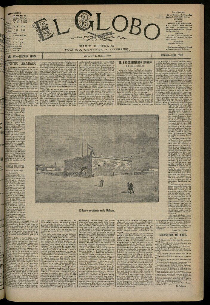 Miniatura de El Globo : diario ilustrado del 29 de abril de 1890, nº 5288
