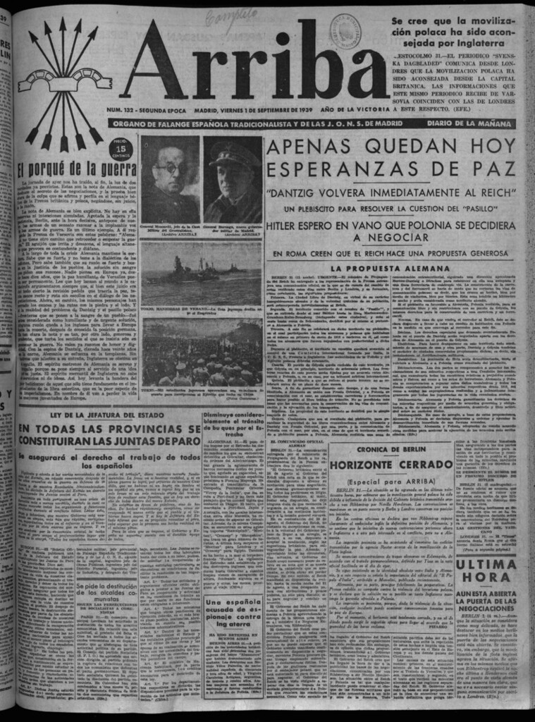 Miniatura de Arriba del 1 de septiembre de 1939
