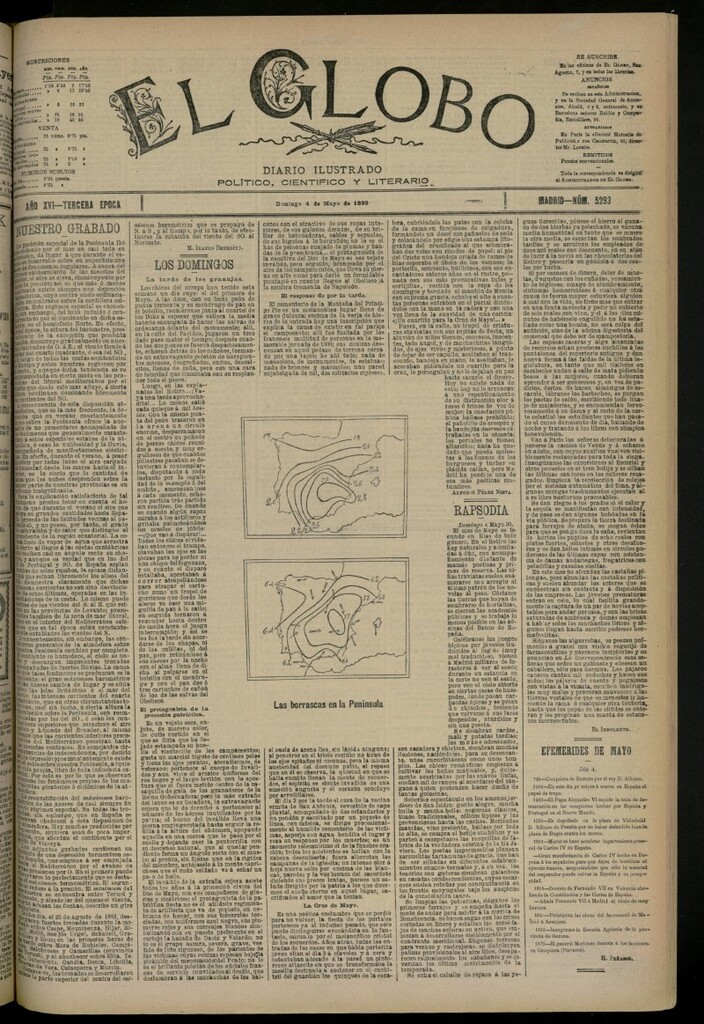 Miniatura de El Globo : diario ilustrado del 4 de mayo de 1890, nº 5293