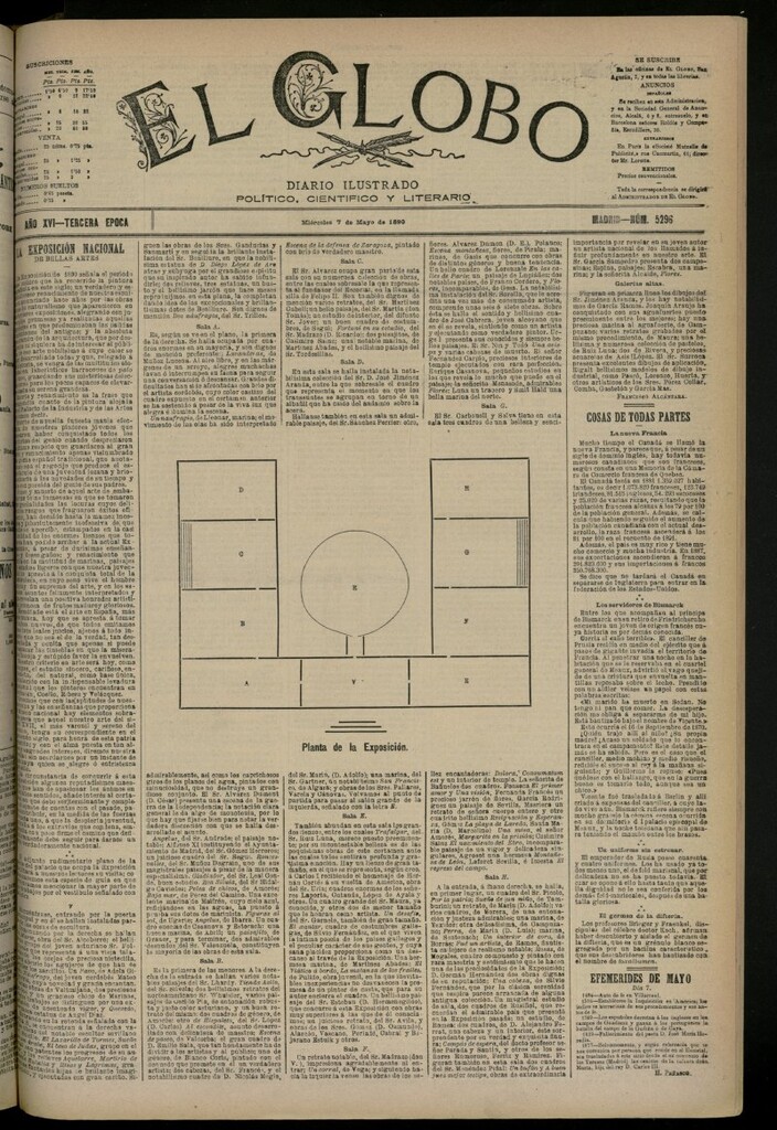 Miniatura de El Globo : diario ilustrado del 7 de mayo de 1890, nº 5296