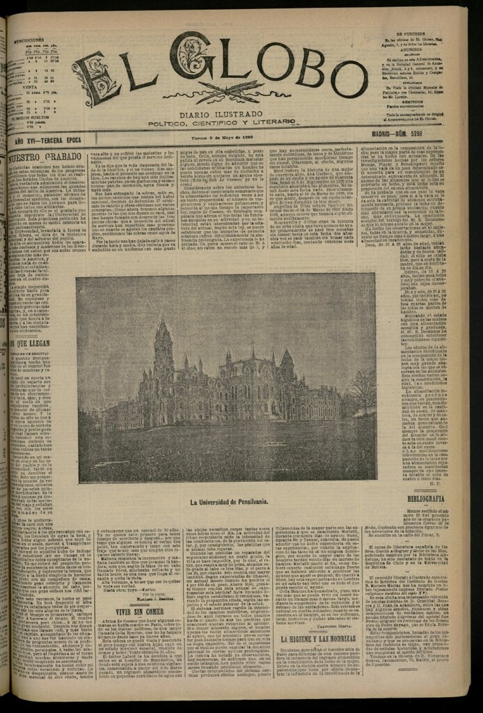 Miniatura de El Globo : diario ilustrado del 9 de mayo de 1890, nº 5298
